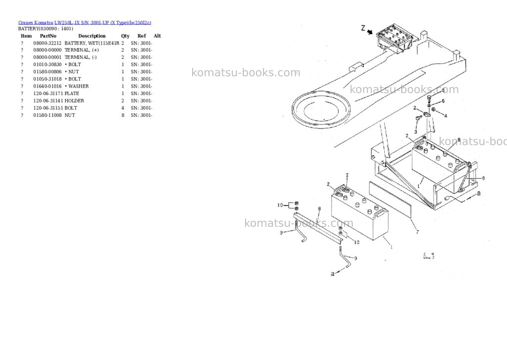 Komatsu lw250l-1x s/n 3001-up x type Parts catalog cover Page 8