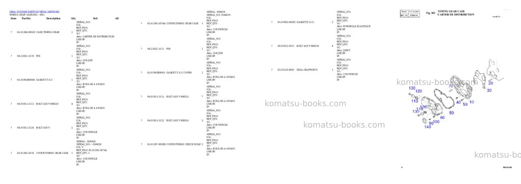 Komatsu MEGA 160 Parts catalog cover Page 2 Komatsu MEGA 160 Parts catalog cover Page 2