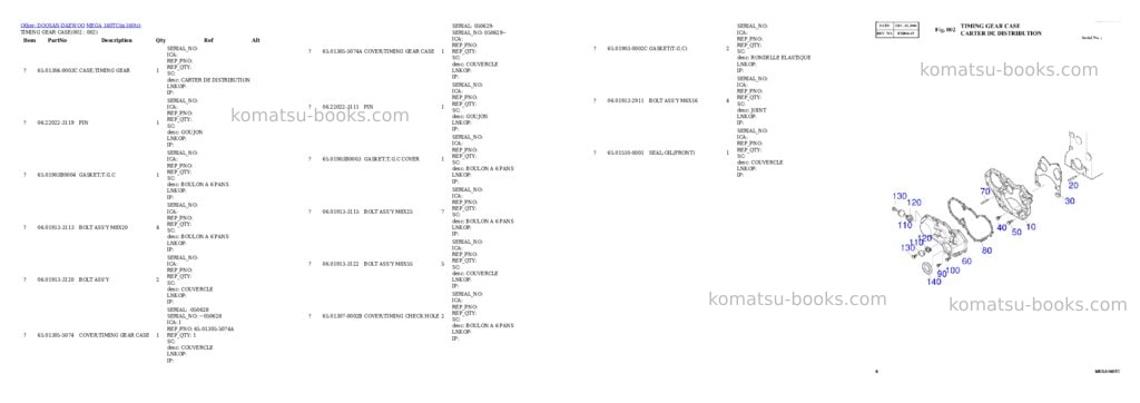 Komatsu MEGA 160TC Parts catalog cover Page 2 Komatsu MEGA 160TC Parts catalog cover Page 2