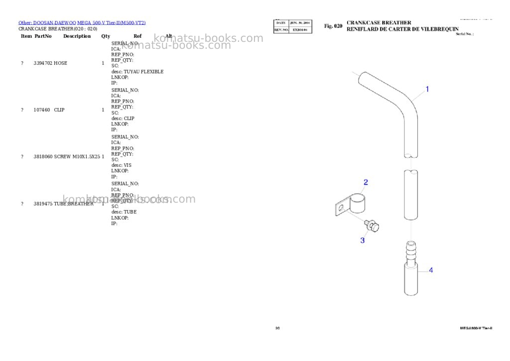 Komatsu MEGA 500-V Tier-II Parts catalog cover Page 10