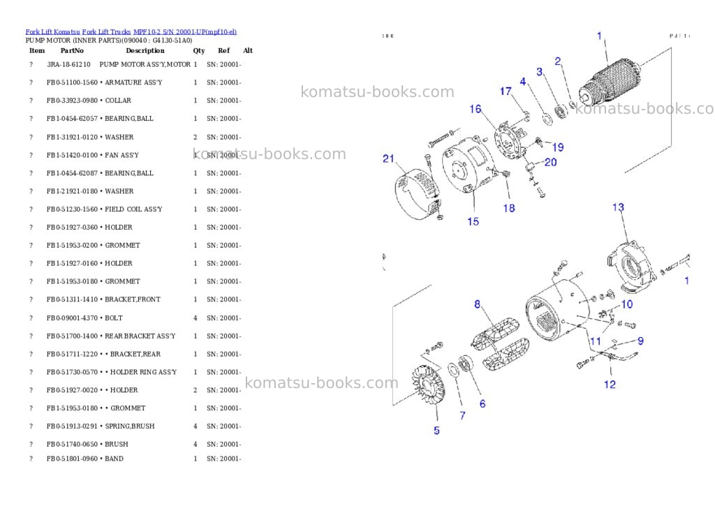 Komatsu MPF10-2 S/N 20001-UP Parts catalog cover Page 6 Komatsu MPF10-2 S/N 20001-UP Parts catalog cover Page 6