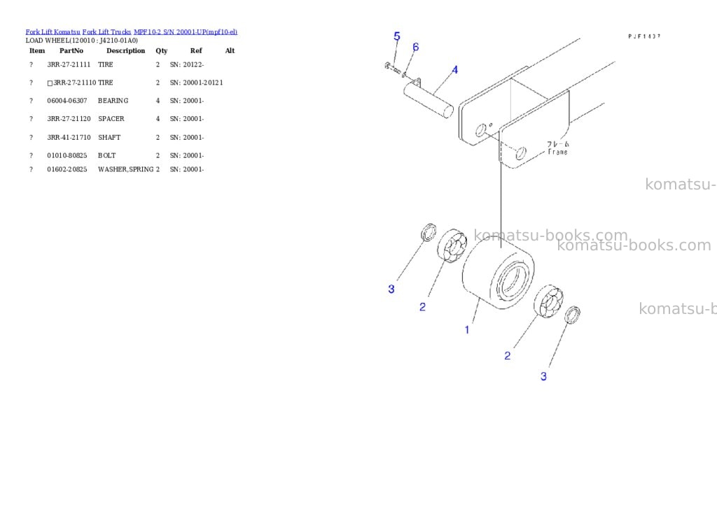 Komatsu MPF10-2 S/N 20001-UP Parts catalog cover Page 7 Komatsu MPF10-2 S/N 20001-UP Parts catalog cover Page 7