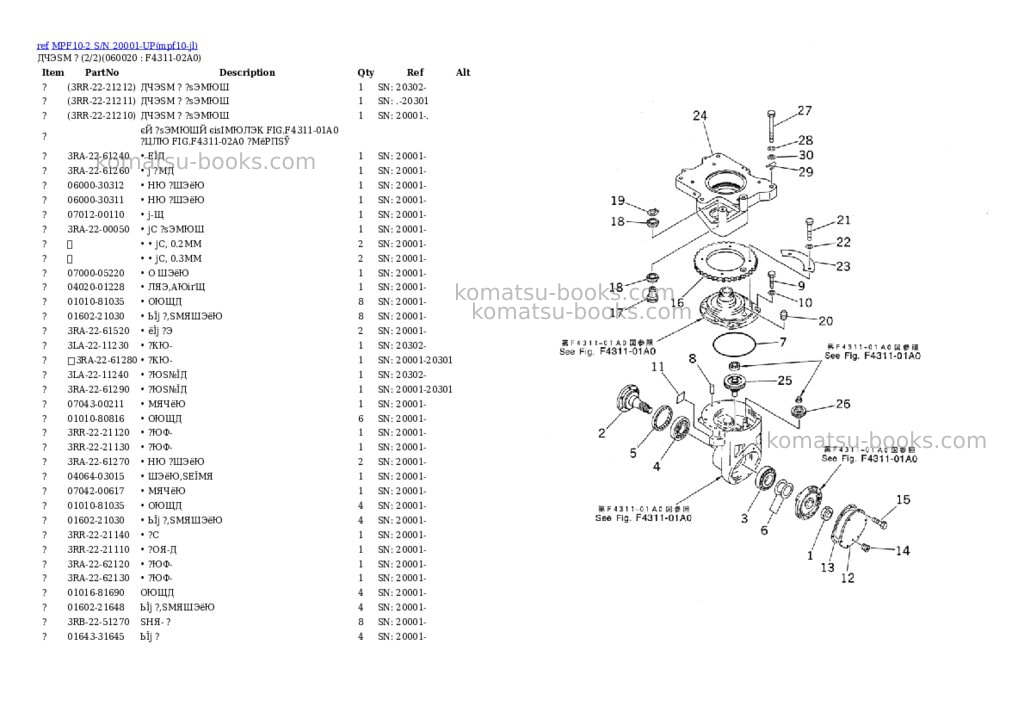 Komatsu mpf10-2 s/n 20001-up Parts catalog cover Page 2 Komatsu mpf10-2 s/n 20001-up Parts catalog cover Page 2