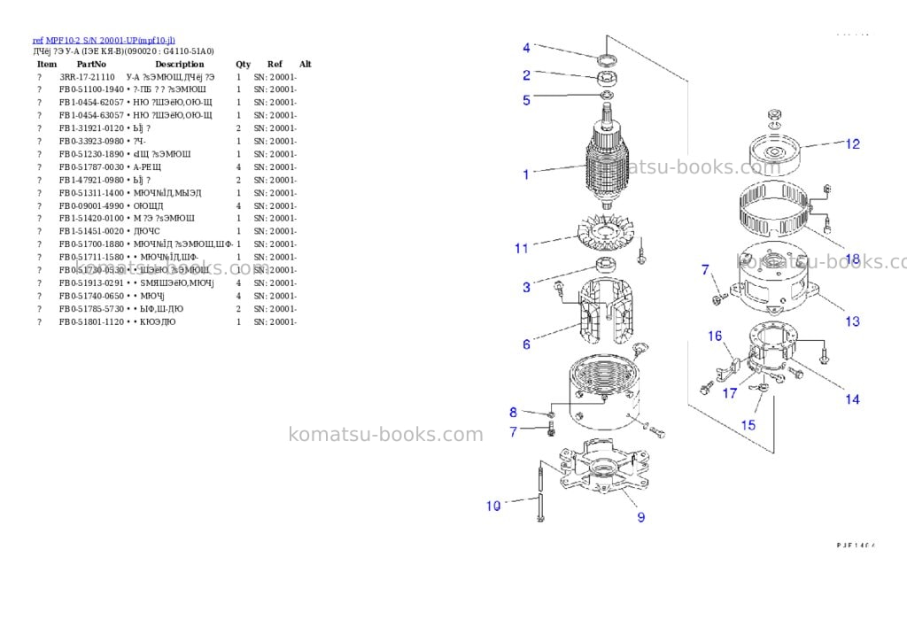 Komatsu mpf10-2 s/n 20001-up Parts catalog cover Page 4 Komatsu mpf10-2 s/n 20001-up Parts catalog cover Page 4