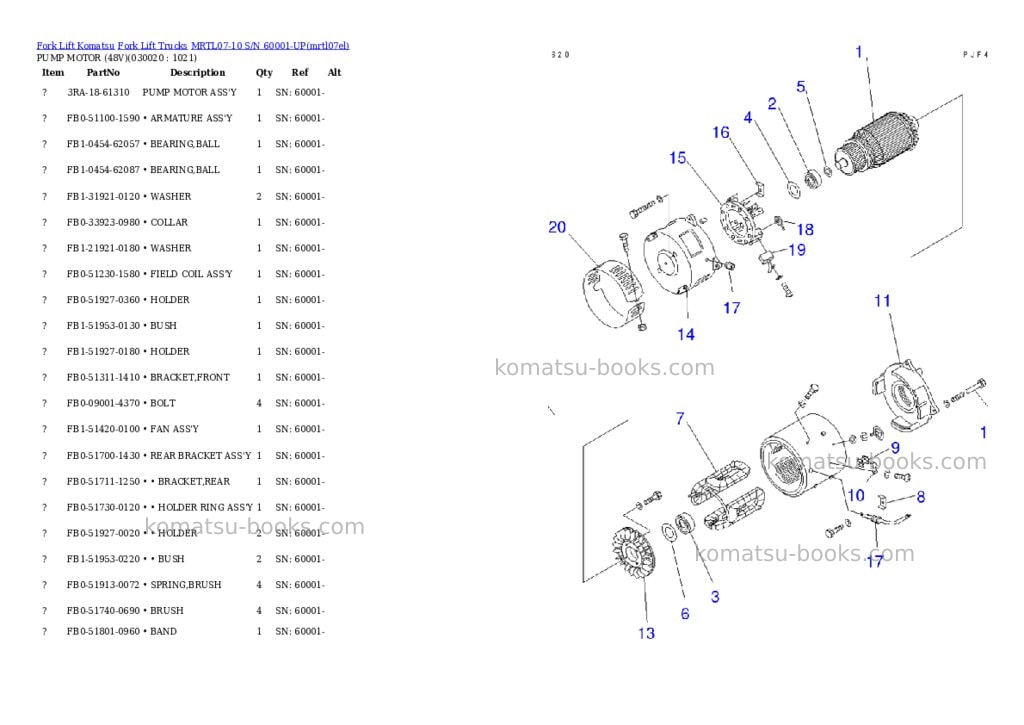 Komatsu MRTL07-10 S/N 60001-UP Parts catalog cover Komatsu MRTL07-10 S/N 60001-UP Parts catalog cover