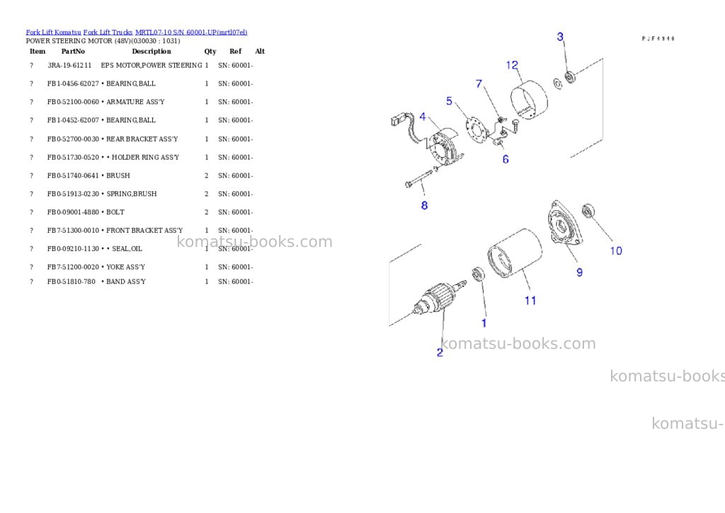 Komatsu MRTL07-10 S/N 60001-UP Parts catalog cover Page 2 Komatsu MRTL07-10 S/N 60001-UP Parts catalog cover Page 2