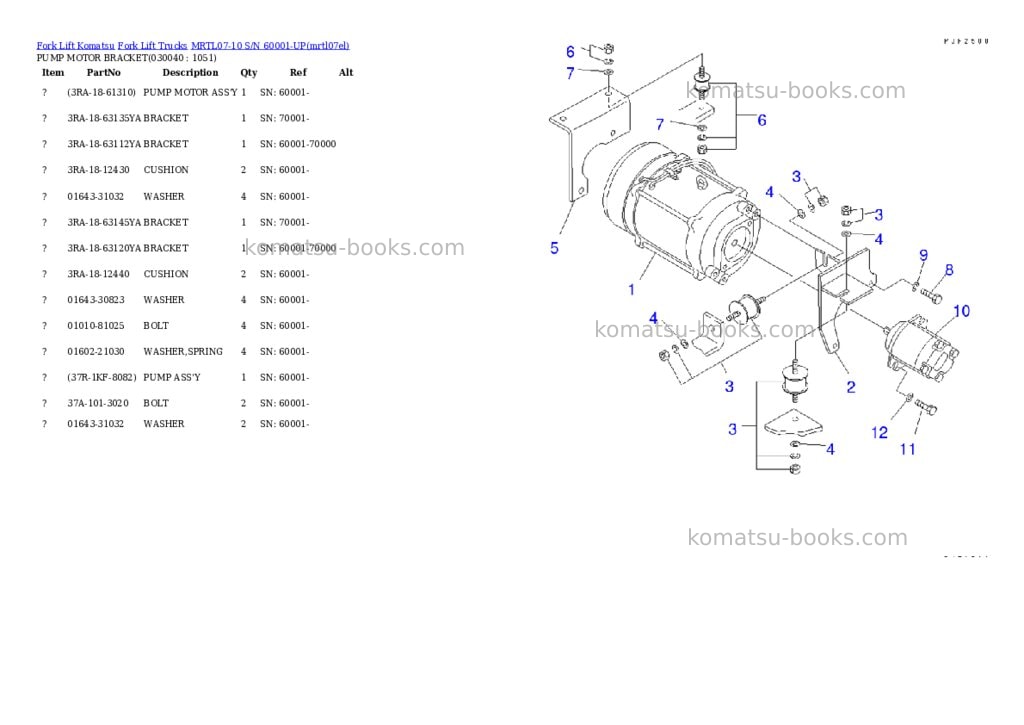 Komatsu MRTL07-10 S/N 60001-UP Parts catalog cover Page 3 Komatsu MRTL07-10 S/N 60001-UP Parts catalog cover Page 3