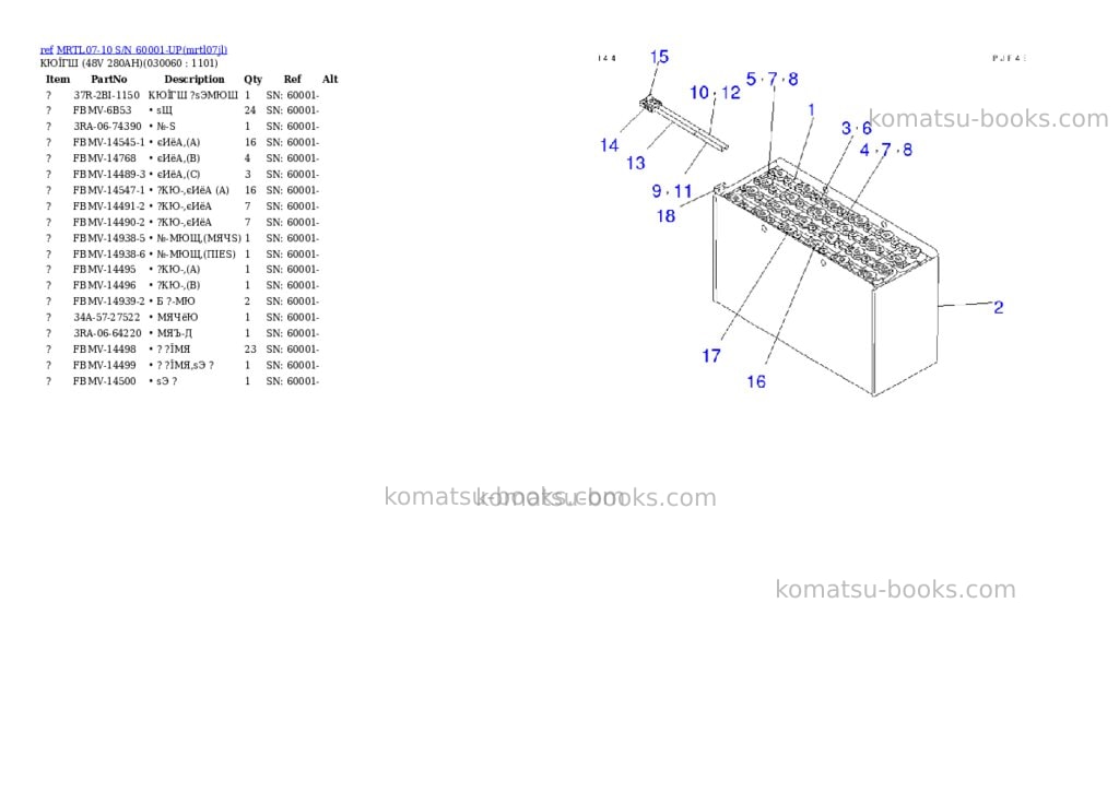 Komatsu mrtl07-10 s/n 60001-up Parts catalog cover Page 5 Komatsu mrtl07-10 s/n 60001-up Parts catalog cover Page 5