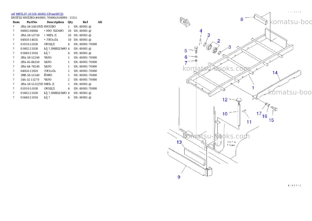 Komatsu mrtl07-10 s/n 60001-up Parts catalog cover Page 8 Komatsu mrtl07-10 s/n 60001-up Parts catalog cover Page 8