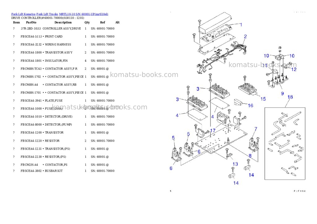 Komatsu MRTL10-10 S/N 60001-UP Parts catalog cover Page 10 Komatsu MRTL10-10 S/N 60001-UP Parts catalog cover Page 10