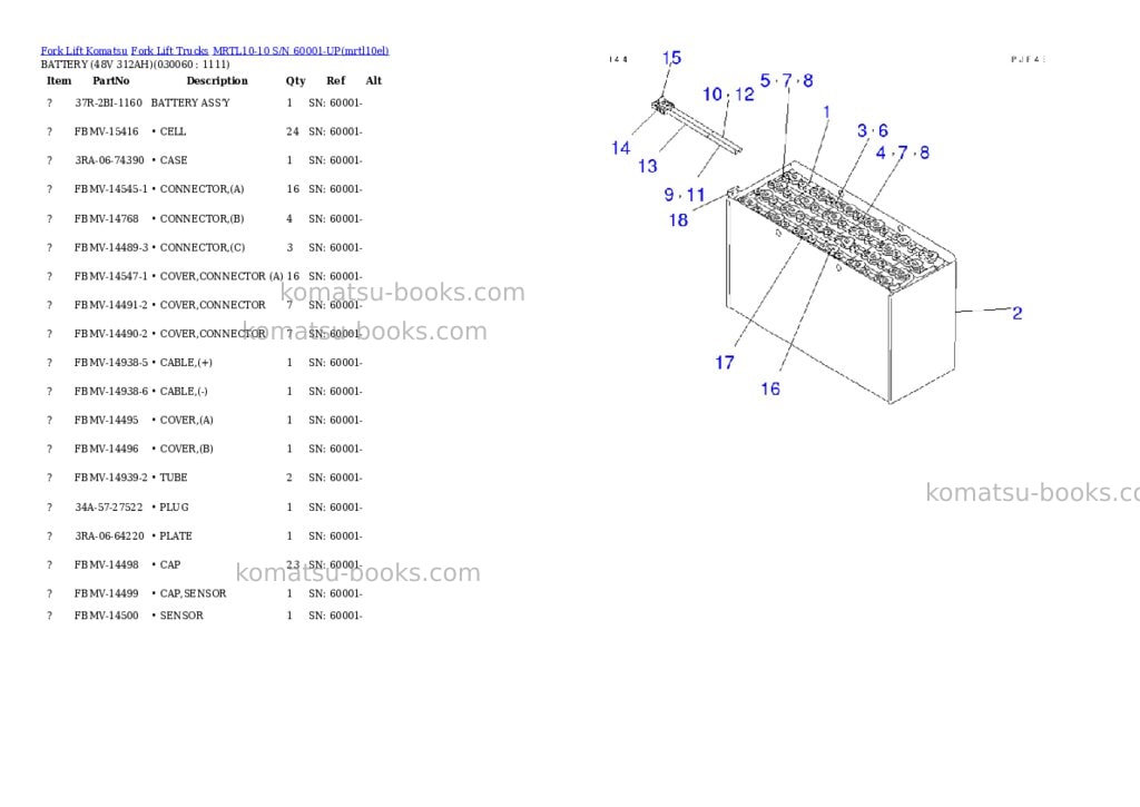 Komatsu MRTL10-10 S/N 60001-UP Parts catalog cover Page 5 Komatsu MRTL10-10 S/N 60001-UP Parts catalog cover Page 5