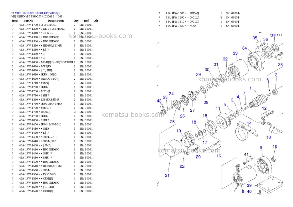 Komatsu mrtl10-10 s/n 60001-up Parts catalog cover Page 4 Komatsu mrtl10-10 s/n 60001-up Parts catalog cover Page 4