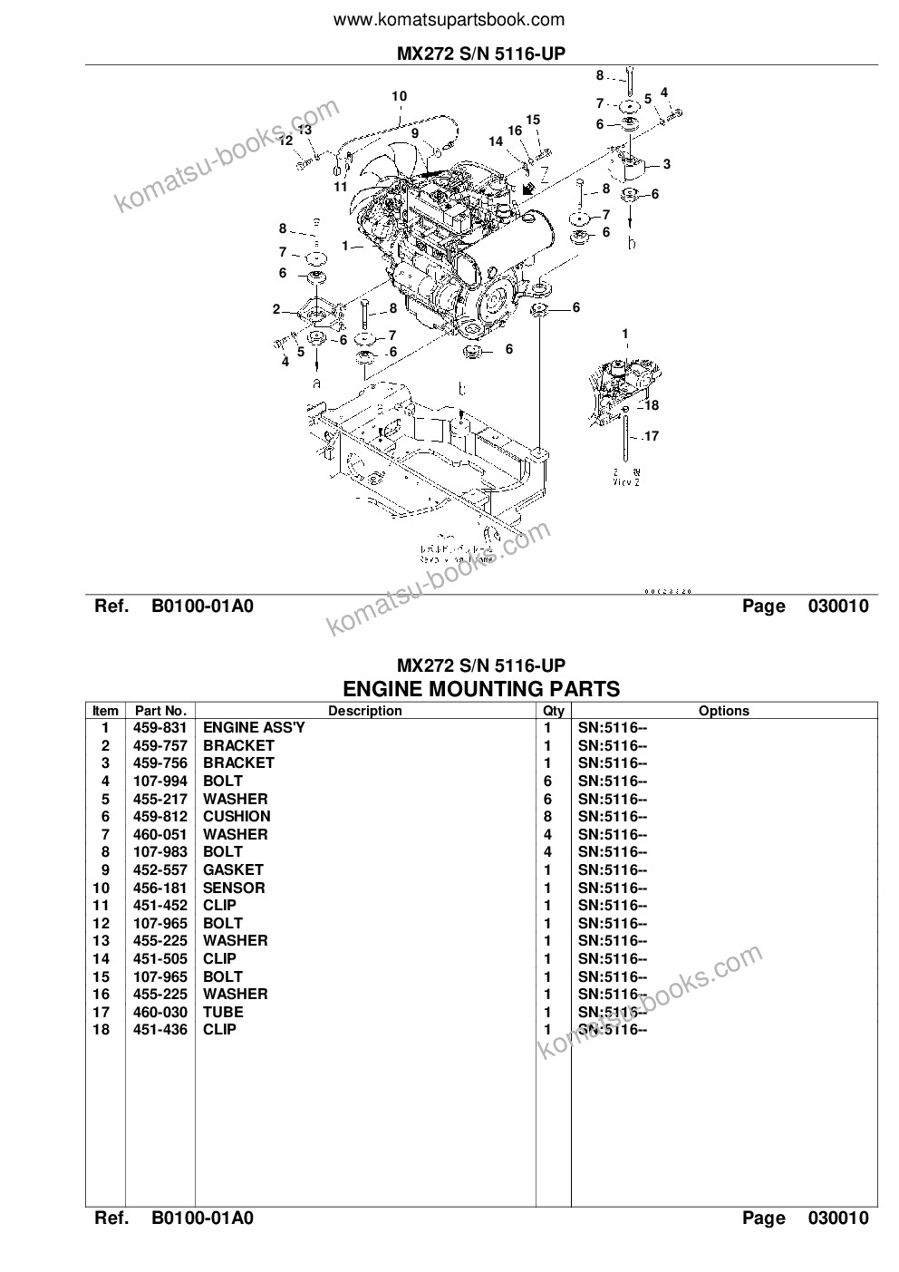 Komatsu mx272 s/n 5116-up Parts catalog cover Page 3