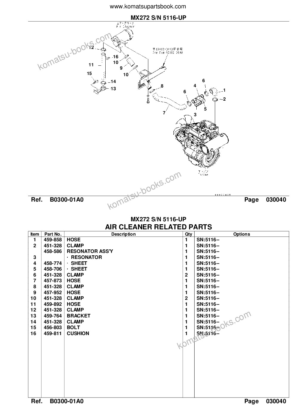 Komatsu mx272 s/n 5116-up Parts catalog cover Page 6