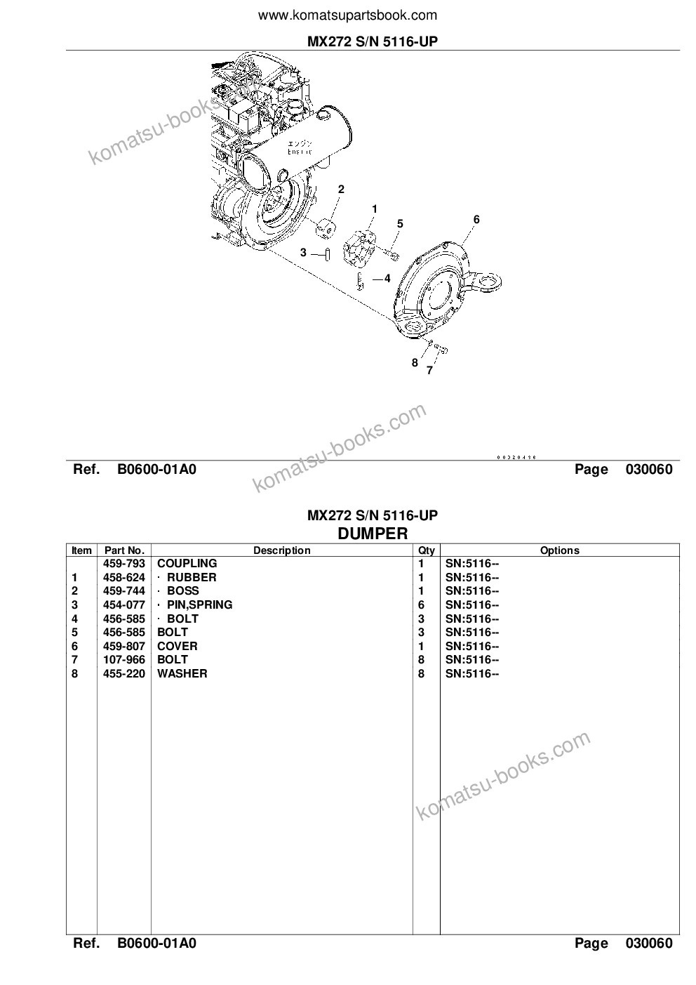 Komatsu mx272 s/n 5116-up Parts catalog cover Page 8