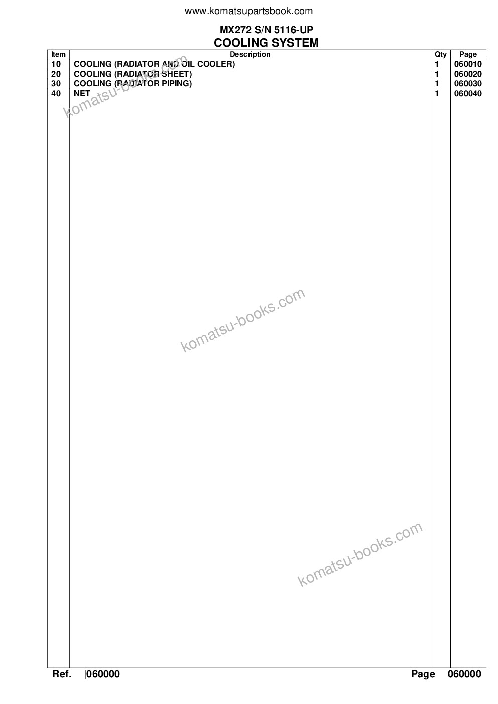 Komatsu mx272 s/n 5116-up Parts catalog cover Page 9