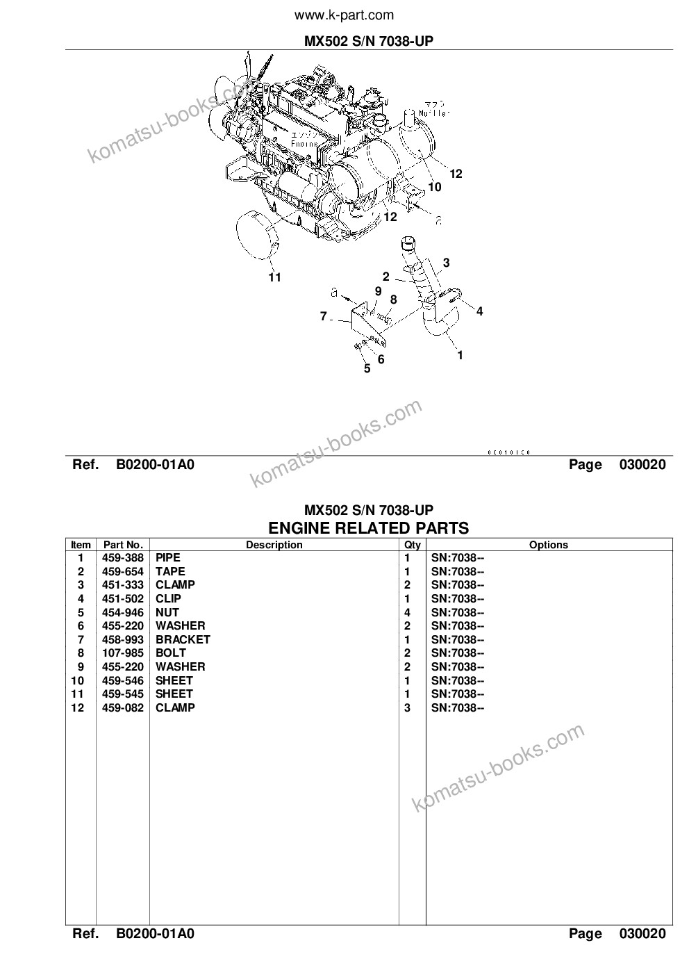 Komatsu mx502 s/n 7038-up Parts catalog cover Page 4