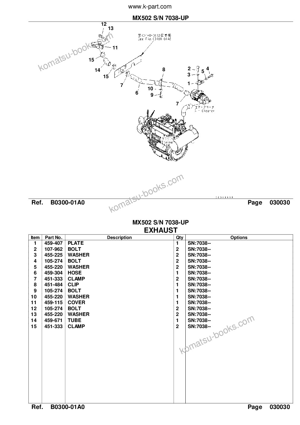 Komatsu mx502 s/n 7038-up Parts catalog cover Page 5