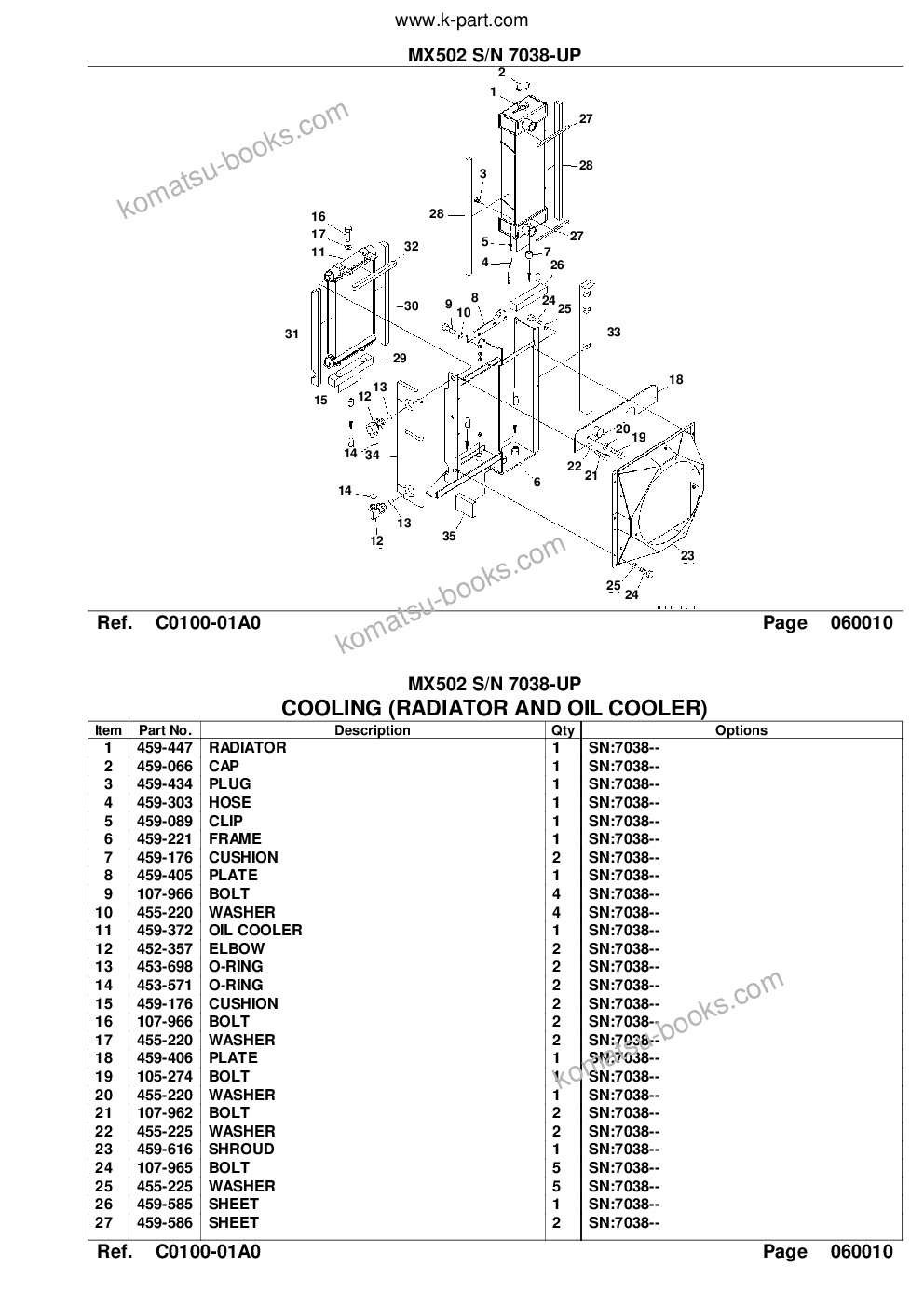 Komatsu mx502 s/n 7038-up Parts catalog cover Page 8