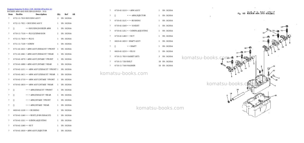 Komatsu N-855-1 S/N 162054-UP Parts catalog cover Komatsu N-855-1 S/N 162054-UP Parts catalog cover