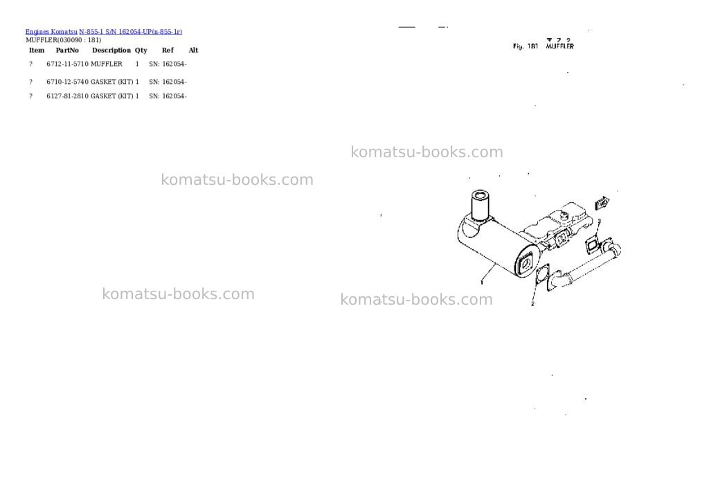 Komatsu N-855-1 S/N 162054-UP Parts catalog cover Page 8 Komatsu N-855-1 S/N 162054-UP Parts catalog cover Page 8