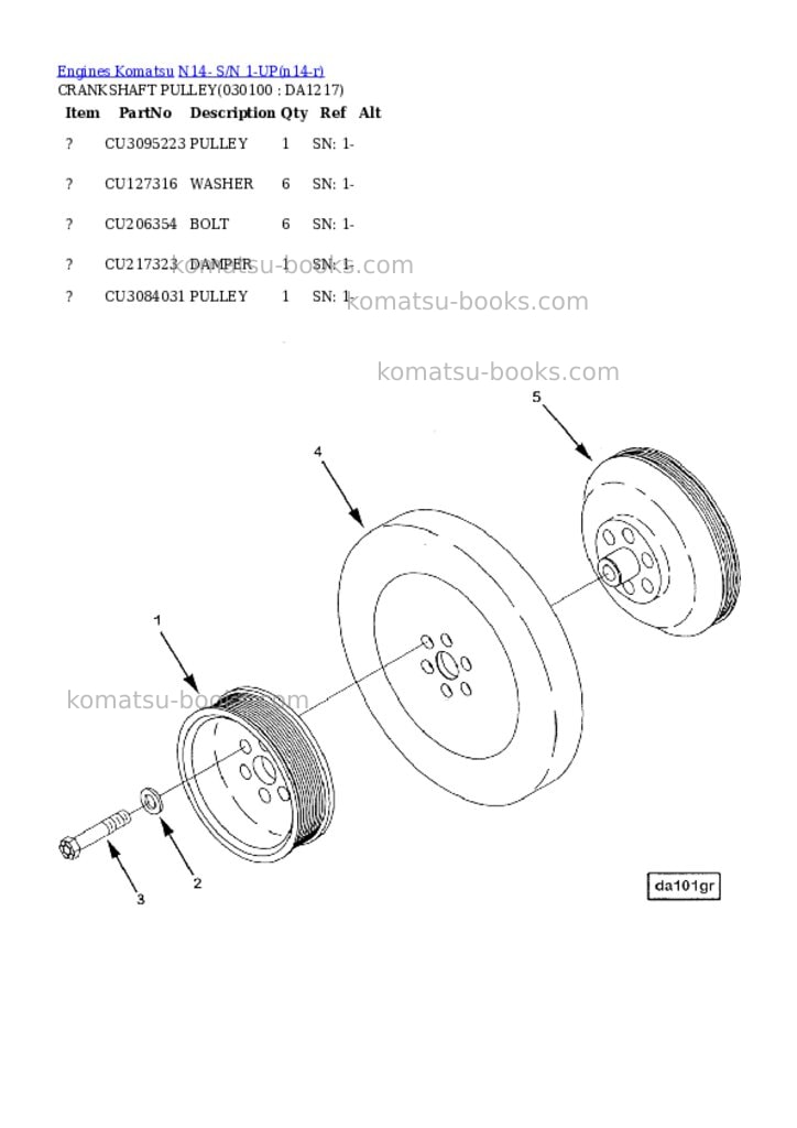 Komatsu N14- S/N 1-UP Parts catalog cover Page 9 Komatsu N14- S/N 1-UP Parts catalog cover Page 9