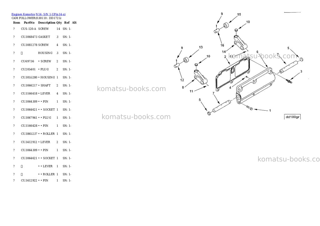 Komatsu n14- s/n 1-up Parts catalog cover Page 10 Komatsu n14- s/n 1-up Parts catalog cover Page 10