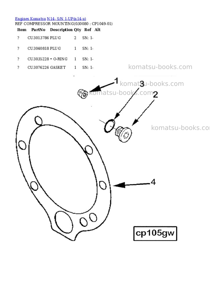Komatsu n14- s/n 1-up Parts catalog cover Page 7 Komatsu n14- s/n 1-up Parts catalog cover Page 7