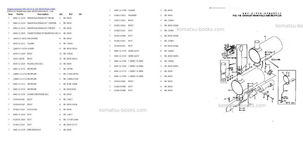 Komatsu nh-220-ci-1l s/n 8019-up Parts catalog cover Page 6