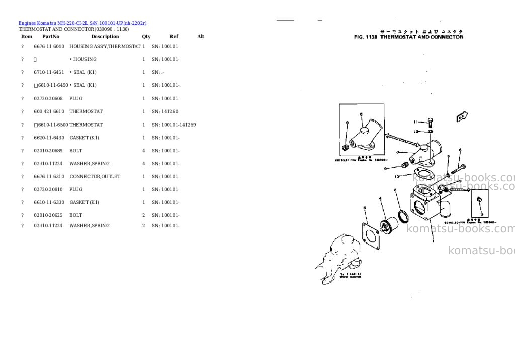 Komatsu NH-220-CI-2L S/N 100101-UP Parts catalog cover Page 8 Komatsu NH-220-CI-2L S/N 100101-UP Parts catalog cover Page 8