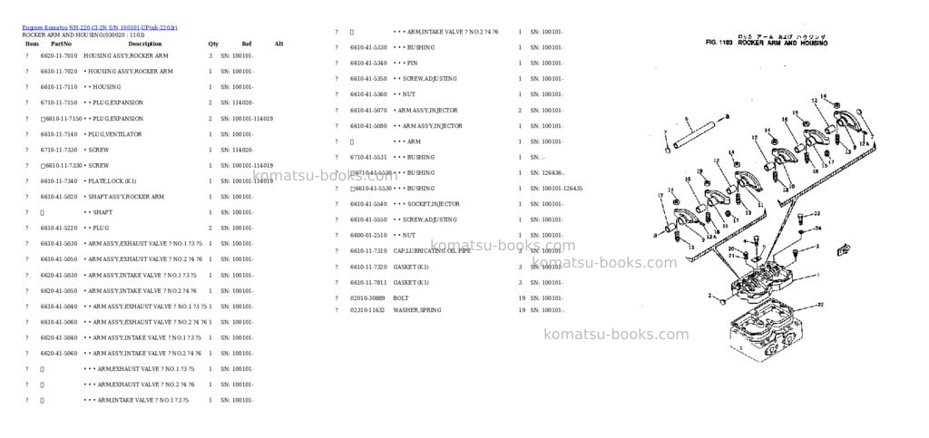 Komatsu nh-220-ci-2n s/n 100101-up Parts catalog cover