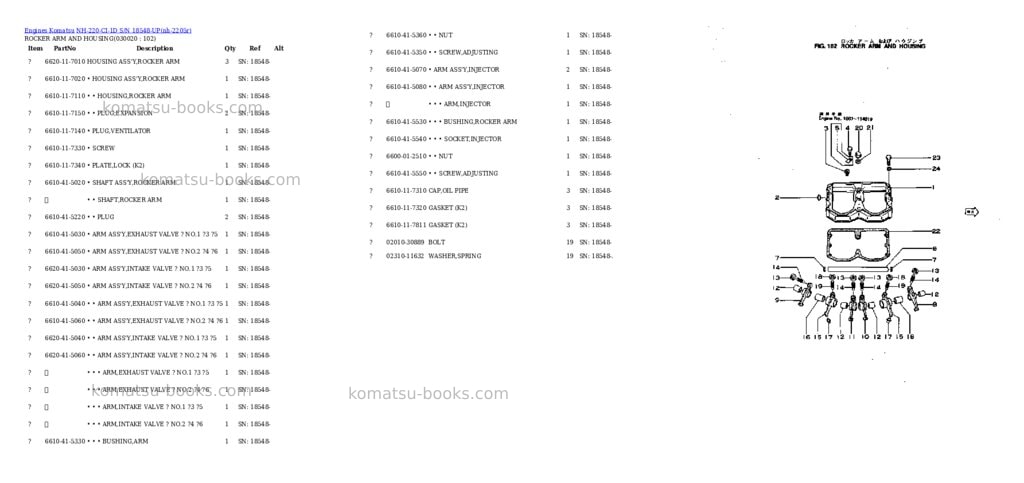 Komatsu nh-220-ci-1d s/n 18548-up Parts catalog cover Komatsu nh-220-ci-1d s/n 18548-up Parts catalog cover