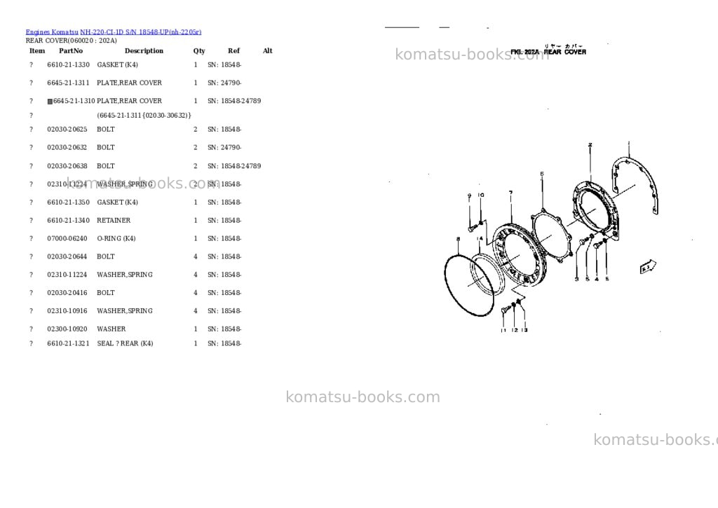 Komatsu nh-220-ci-1d s/n 18548-up Parts catalog cover Page 8 Komatsu nh-220-ci-1d s/n 18548-up Parts catalog cover Page 8