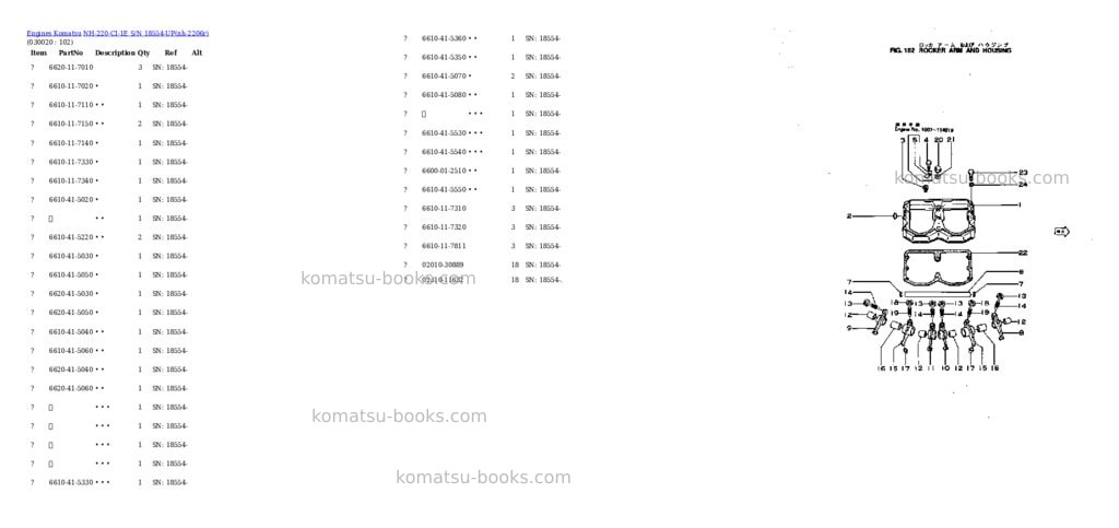 Komatsu nh-220-ci-1e s/n 18554-up Parts catalog cover Komatsu nh-220-ci-1e s/n 18554-up Parts catalog cover