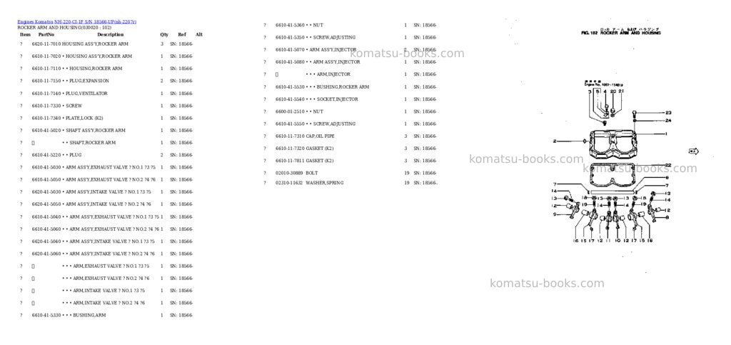 Komatsu NH-220-CI-1F S/N 18566-UP Parts catalog cover