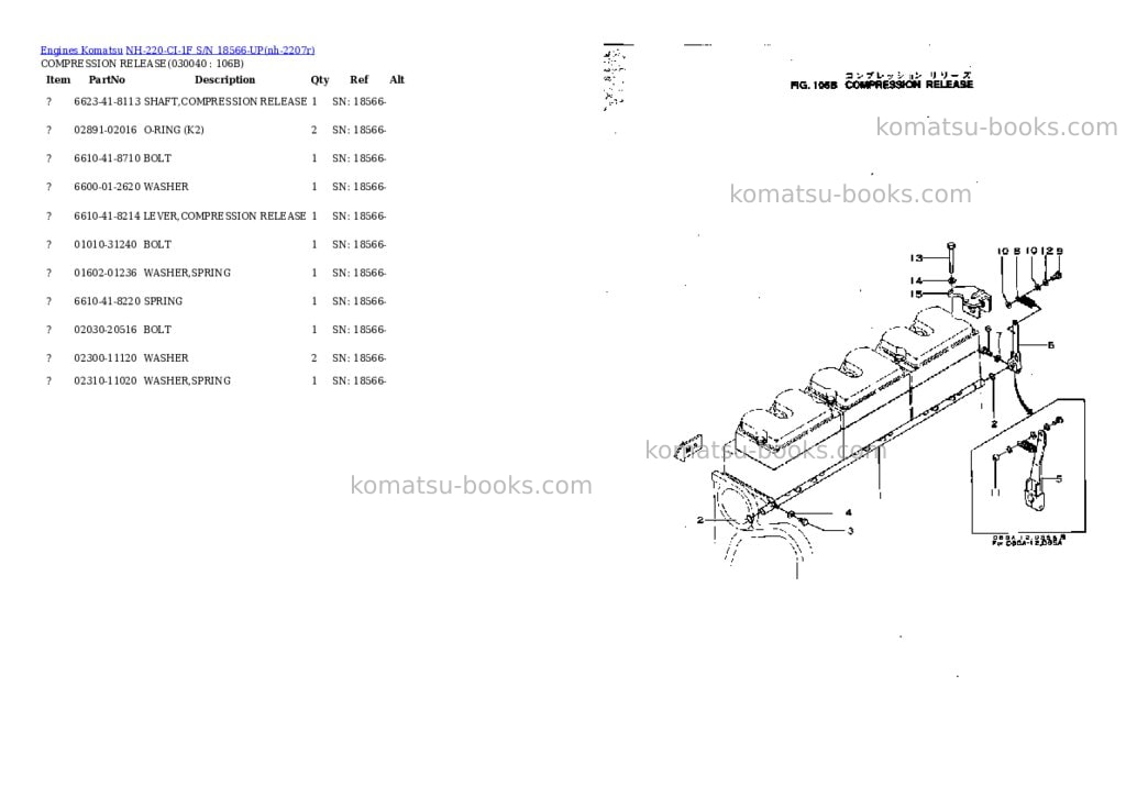 Komatsu NH-220-CI-1F S/N 18566-UP Parts catalog cover Page 3