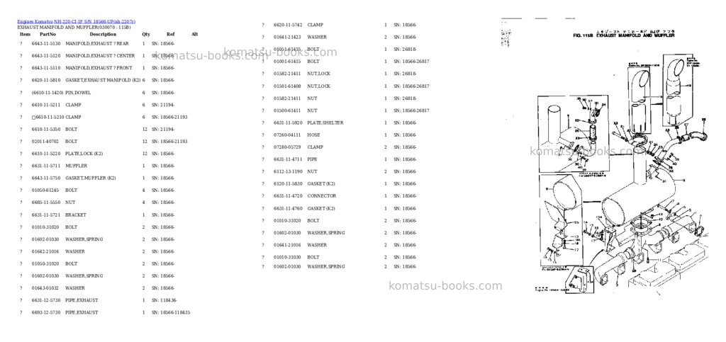 Komatsu NH-220-CI-1F S/N 18566-UP Parts catalog cover Page 6