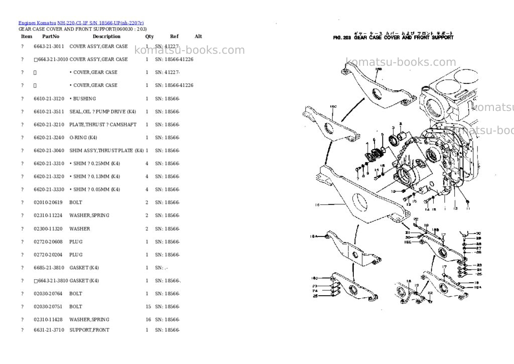 Komatsu NH-220-CI-1F S/N 18566-UP Parts catalog cover Page 9