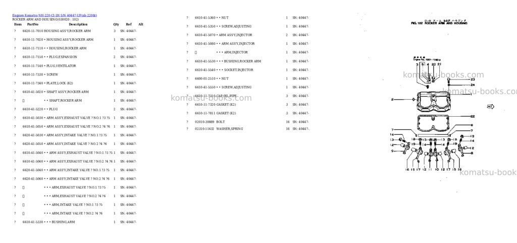 Komatsu nh-220-ci-1h s/n 40447-up Parts catalog cover