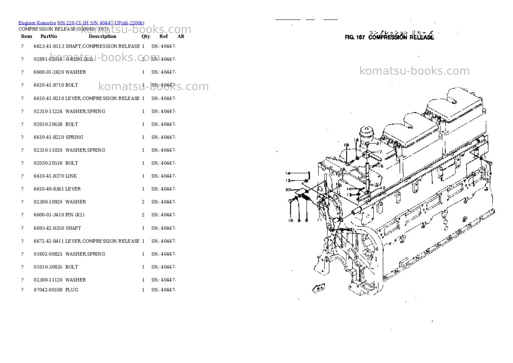 Komatsu nh-220-ci-1h s/n 40447-up Parts catalog cover Page 3