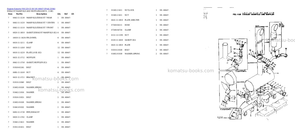 Komatsu nh-220-ci-1h s/n 40447-up Parts catalog cover Page 6