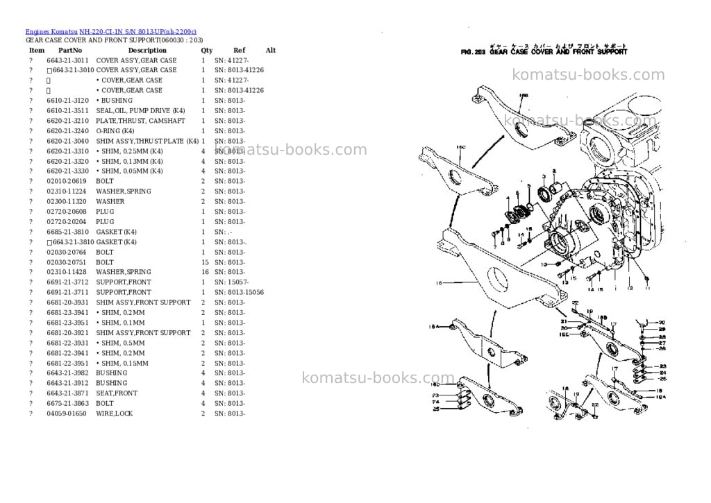 Komatsu NH-220-CI-1N S/N 8013-UP Parts catalog cover Page 9 Komatsu NH-220-CI-1N S/N 8013-UP Parts catalog cover Page 9