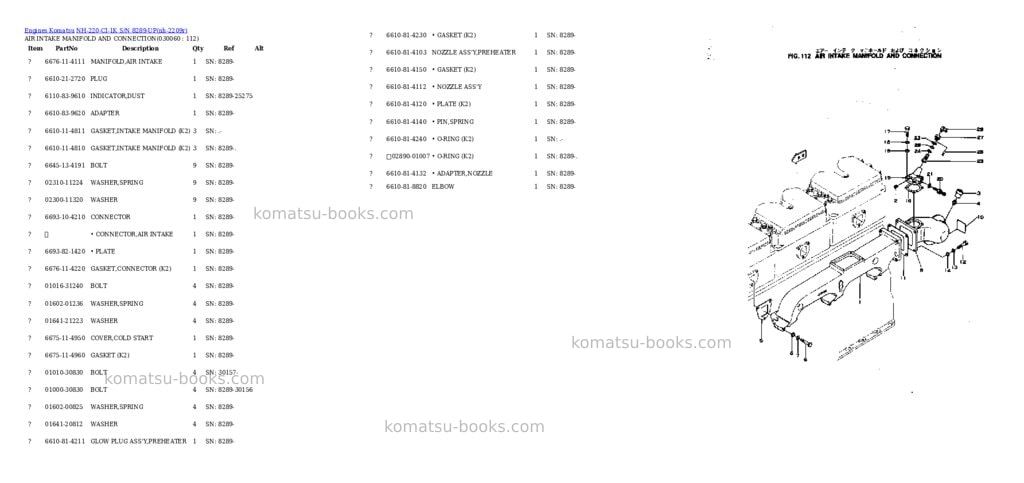 Komatsu NH-220-CI-1K S/N 8289-UP Parts catalog cover Page 5 Komatsu NH-220-CI-1K S/N 8289-UP Parts catalog cover Page 5