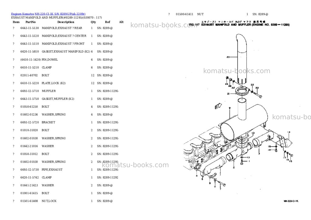 Komatsu NH-220-CI-1K S/N 8289-UP Parts catalog cover Page 6 Komatsu NH-220-CI-1K S/N 8289-UP Parts catalog cover Page 6