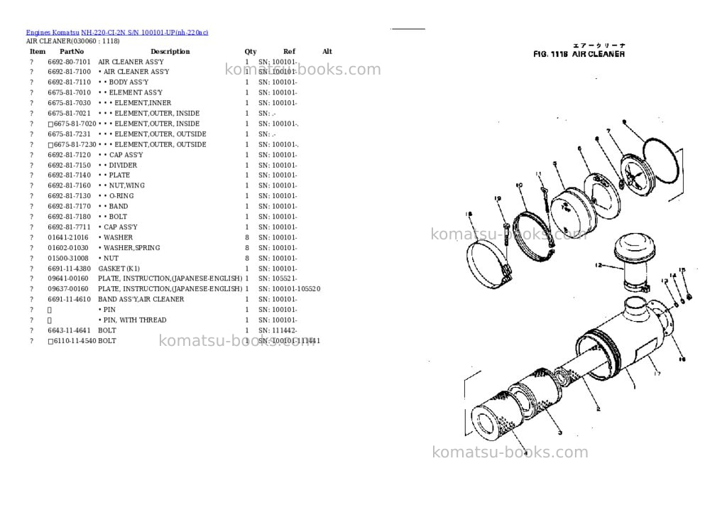 Komatsu NH-220-CI-2N S/N 100101-UP Parts catalog cover Page 5 Komatsu NH-220-CI-2N S/N 100101-UP Parts catalog cover Page 5