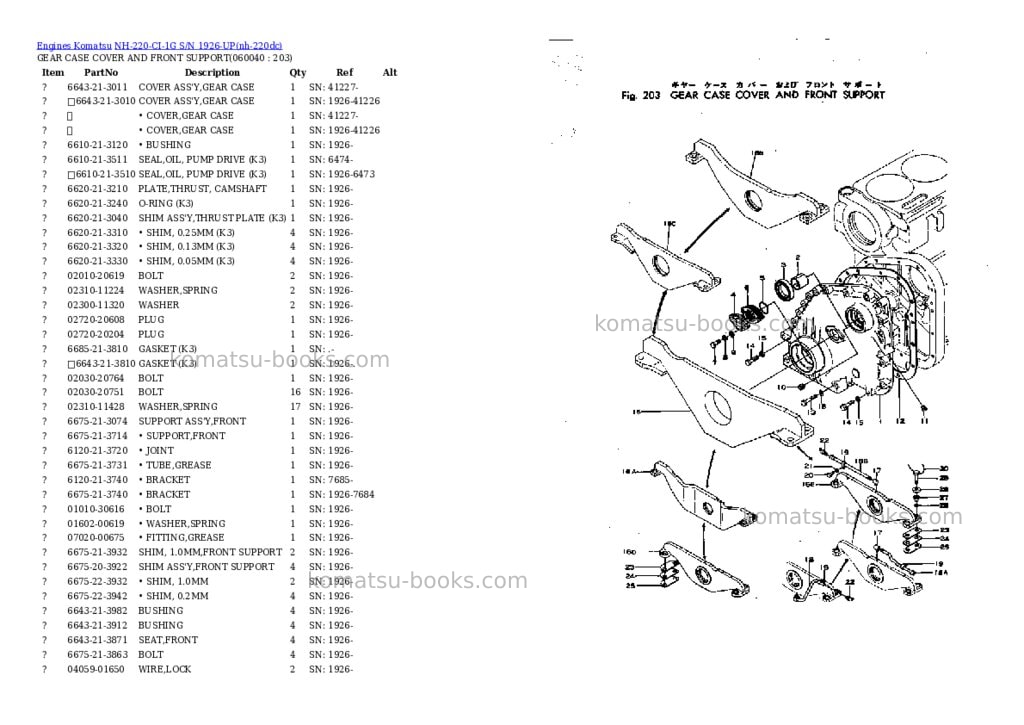 Komatsu nh-220-ci-1g s/n 1926-up Parts catalog cover Page 10