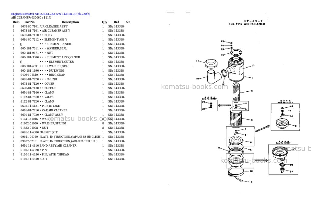 Komatsu NH-220-CI-2AA S/N 143358-UP Parts catalog cover Page 5 Komatsu NH-220-CI-2AA S/N 143358-UP Parts catalog cover Page 5