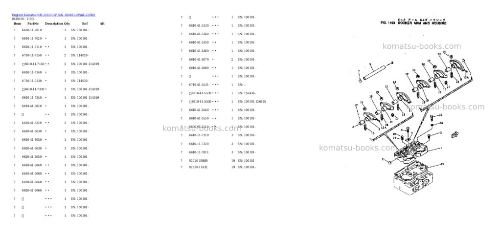 Komatsu NH-220-CI-2F S/N 100101-UP Parts catalog cover