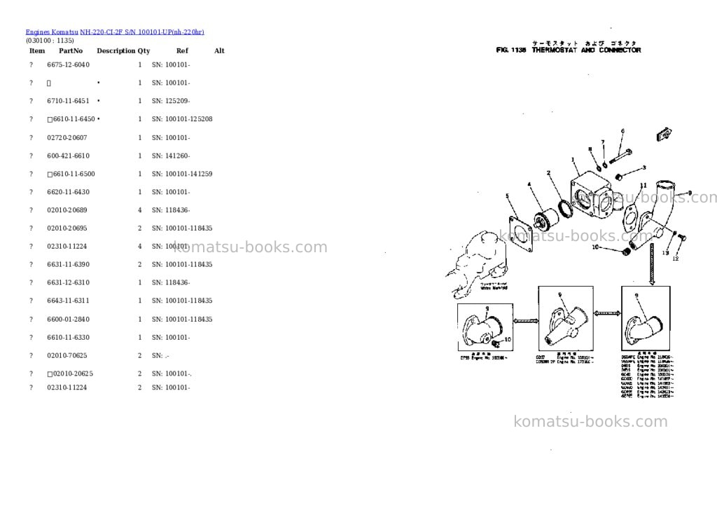 Komatsu NH-220-CI-2F S/N 100101-UP Parts catalog cover Page 9