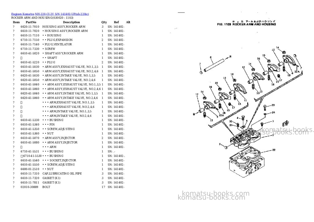 Komatsu nh-220-ci-2v s/n 141402-up Parts catalog cover Komatsu nh-220-ci-2v s/n 141402-up Parts catalog cover